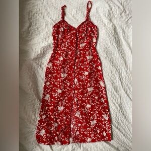 Floral Red midi Dress